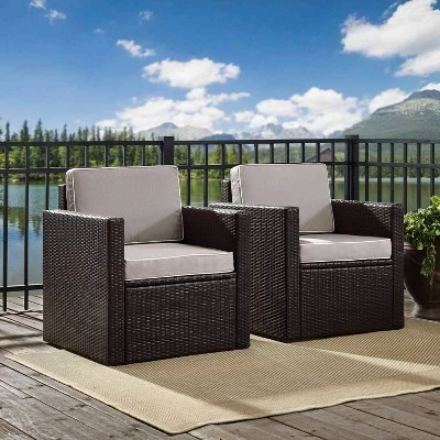 Palm Harbor 3pc All-Weather Wicker Patio Conversation Set Gray - Crosley 10 Palm Harbor 3pc All-Weather Wicker Patio Conversation Set Gray - Crosley - Image 10