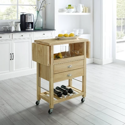 Bristol Double Drop Leaf Kitchen Cart Natural - Crosley 8 Bristol Double Drop Leaf Kitchen Cart Natural - Crosley - Image 8