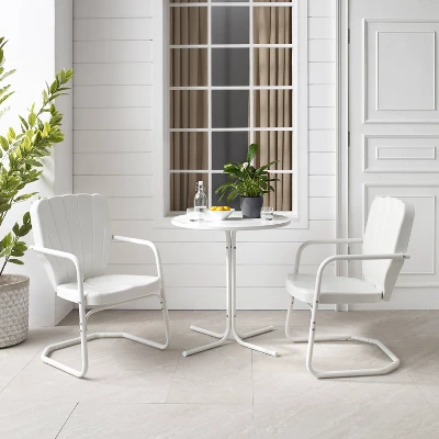 Ridgeland 3pc Outdoor Bistro Set With Table & 2 Chairs - White - Crosley 4 Ridgeland 3pc Outdoor Bistro Set With Table & 2 Chairs - White - Crosley - Image 4