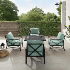 Kaplan 5pc Outdoor Conversation Set With Dante Fire Table & 4 Arm Chairs - Mist - Crosley -Cheap Crosley Store GUEST 2570e794 7626 4bae ac0f 2fdf7819afaa