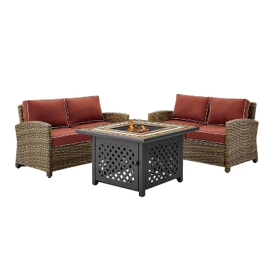 3pc Bradenton Outdoor Steel Fire Pit Set With 2 Loveseats Sangria/Weathered Brown - Crosley 7 3pc Bradenton Outdoor Steel Fire Pit Set With 2 Loveseats Sangria/Weathered Brown - Crosley - Image 7