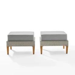 Capella 2pk Outdoor Wicker Ottomans - Gray - Crosley -Cheap Crosley Store GUEST 26231ede e005 489b b944 97f083703ebf