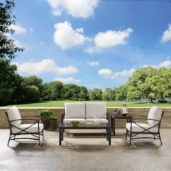 5pc Kaplan Outdoor Seating Set Oatmeal - Crosley -Cheap Crosley Store GUEST 2673fee4 ebce 4e1c a25c 0e4e9c1b0ffb