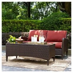 Kiawah 2 Piece Outdoor Wicker Seating Set With Chair & Ottoman - Sangria - Crosley -Cheap Crosley Store GUEST 283fb63b 043e 4f79 8053 aef17d94fdf5