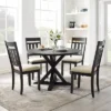 Hayden 5pc Round Dining Set Table With 4 Slat Back Chairs Slate - Crosley