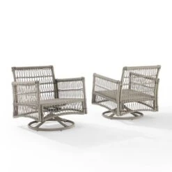 2pk Thatcher Outdoor Steel Swivel Rocking Chairs Creme/Driftwood - Crosley -Cheap Crosley Store GUEST 2b0527aa 5651 4c77 b528 a3213bb07da3