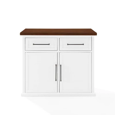 Bartlett Wood Top Kitchen Island White/Walnut - Crosley 7 Bartlett Wood Top Kitchen Island White/Walnut - Crosley - Image 7