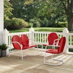Griffith 3pc Outdoor Seating Set - Bright Red - Crosley -Cheap Crosley Store GUEST 2b8d2e1a 3d81 467e a4af 0f2a4974aa5e