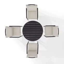 5pc Kaplan Outdoor Steel Round Dining Set Oatmeal/Bronze - Crosley -Cheap Crosley Store GUEST 2bf9dc59 c2da 40e8 90ca 2883f7c520da