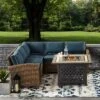 Bradenton 4pc Outdoor Wicker Sectional Set With Fire Table - Crosley
