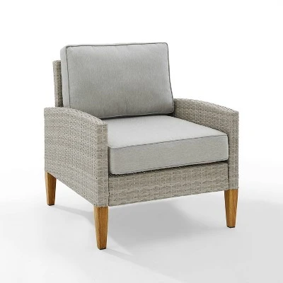 Capella Outdoor Wicker 2 Pc Chair Set Gray/Acorn - Crosley 2 Capella Outdoor Wicker 2 Pc Chair Set Gray/Acorn - Crosley - Image 2