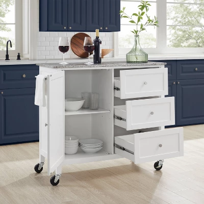 Soren Granite Top Kitchen Island/Cart Gray/White - Crosley 3 Soren Granite Top Kitchen Island/Cart Gray/White - Crosley - Image 3