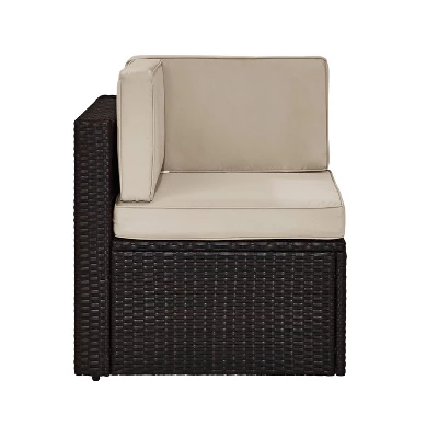 Palm Harbor Outdoor Wicker Corner Chair - Sand - Crosley 4 Palm Harbor Outdoor Wicker Corner Chair - Sand - Crosley - Image 4
