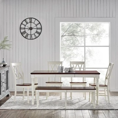 6pc Shelby Extendable Dining Set White - Crosley 1 6pc Shelby Extendable Dining Set White - Crosley