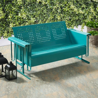 Bates Outdoor Sofa Glider - Turquoise - Crosley 3 Bates Outdoor Sofa Glider - Turquoise - Crosley - Image 3