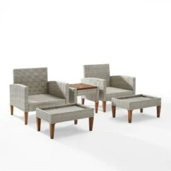 Capella 5pc Outdoor Wicker Chair Set - Gray - Crosley -Cheap Crosley Store GUEST 2cc7de07 bf6c 4d42 b49c eed19b50a209
