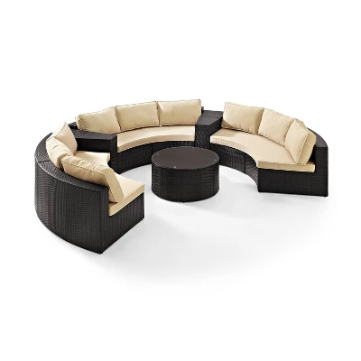 Catalina 6pc Outdoor Wicker Sectional Set - Sand/Brown - Crosley 5 Catalina 6pc Outdoor Wicker Sectional Set - Sand/Brown - Crosley - Image 5