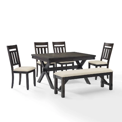 Hayden 6pc Extendable Dining Set With Bench And 4 Slat Back Chairs Slate - Crosley 8 Hayden 6pc Extendable Dining Set With Bench And 4 Slat Back Chairs Slate - Crosley - Image 8