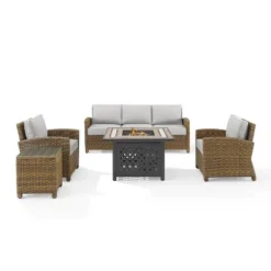 Bradenton 5pc Outdoor Wicker Conversation Set With Fire Table - Crosley -Cheap Crosley Store GUEST 3162f7d7 af21 4c4f abaf 7cd68047b183