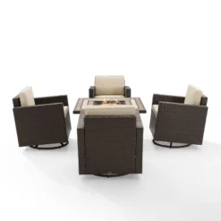 Palm Harbor 5pc Outdoor Wicker Conversation Set With Fire Table - Sand - Crosley -Cheap Crosley Store GUEST 32bbcf5b d40a 4c38 b21f f4cbc7eab040