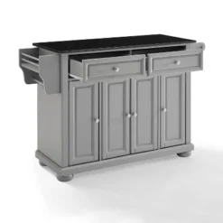 Alexandria Kitchen Island With Granite Top Vintage Gray/Black - Crosley