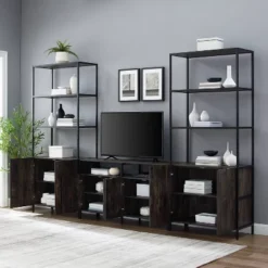 3pc Jacobsen Entertainment Set With Large Etageres Brown Ash - Crosley -Cheap Crosley Store GUEST 3350efcc afd7 41d0 a9a9 07b8e0710ed5