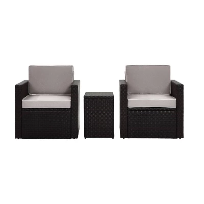 Palm Harbor 3pc All-Weather Wicker Patio Conversation Set Gray - Crosley 2 Palm Harbor 3pc All-Weather Wicker Patio Conversation Set Gray - Crosley - Image 2