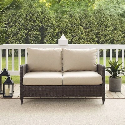 Kiawah Outdoor Wicker Loveseat Beige - Crosley 5 Kiawah Outdoor Wicker Loveseat Beige - Crosley - Image 5