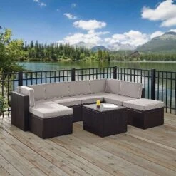Palm Harbor 8pc All-Weather Wicker Patio Seating Set - Gray - Crosley -Cheap Crosley Store GUEST 34980aef 1840 4fdc a0a5 9aba16ea4caa