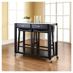 Stainless Steel Top Kitchen Cart/Island - Black With 24" Black Upholstered Saddle Stools - Crosley 8 Stainless Steel Top Kitchen Cart/Island - Black With 24" Black Upholstered Saddle Stools - Crosley -Cheap Crosley Store GUEST 349ec9ef c9cc 4e3e 82ce cc98247cfa7a