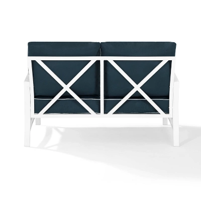 Kaplan Loveseat White/Navy - Crosley 3 Kaplan Loveseat White/Navy - Crosley - Image 3