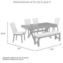 6pc Hayden Extendable Dining Set With Bench And 4 Upholstered Chairs Slate - Crosley -Cheap Crosley Store GUEST 37064105 e659 4d01 bb9a 1ca27581ffdb