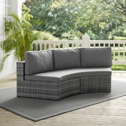 Catalina Wicker Round Sectional Sofa - Gray - Crosley -Cheap Crosley Store GUEST 373c3a95 eabe 49bd 98fe 71e7ed3f31cc