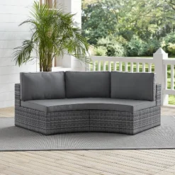 Catalina Wicker Round Sectional Sofa - Gray - Crosley -Cheap Crosley Store GUEST 37c996ae 3ebe 4fff b863 6771ee99b674