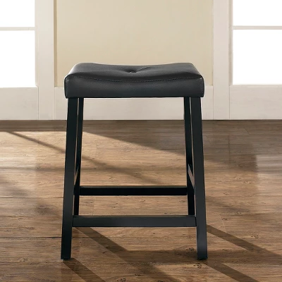 Set Of 2 24" Upholstered Saddle Seat Counter Height Barstools Black - Crosley 3 Set Of 2 24" Upholstered Saddle Seat Counter Height Barstools Black - Crosley - Image 3