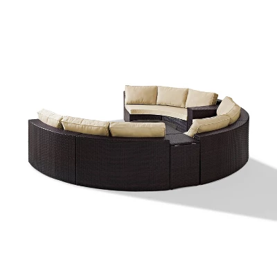Catalina 6pc Outdoor Wicker Sectional Set - Sand/Brown - Crosley 7 Catalina 6pc Outdoor Wicker Sectional Set - Sand/Brown - Crosley - Image 7