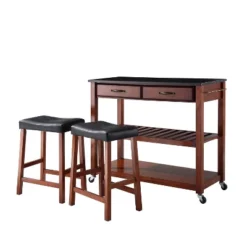 Granite Top Kitchen Prep Cart With 2 Upholstered Saddle Stools Cherry - Crosley 10 Granite Top Kitchen Prep Cart With 2 Upholstered Saddle Stools Cherry - Crosley -Cheap Crosley Store GUEST 39bcb03a 11f4 428b b2e2 e5d4fb2d4190