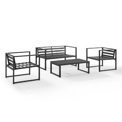Hamilton Outdoor Metal 4 Piece Conversation Set - Matte Black - Crosley 3 Hamilton Outdoor Metal 4 Piece Conversation Set - Matte Black - Crosley - Image 3