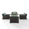 Beaufort 5 Pc Outdoor Wicker Chair Set 4 Chairs With Fire Table Mist/Brown - Crosley