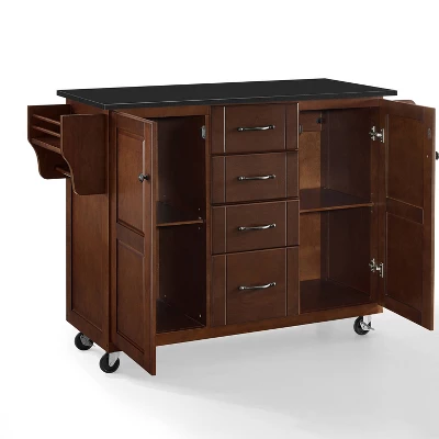 Eleanor Granite Top Kitchen Cart Mahogany/Black - Crosley 11 Eleanor Granite Top Kitchen Cart Mahogany/Black - Crosley - Image 11
