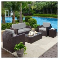 Palm Harbor 5pc All-Weather Wicker Patio Conversation Set - Crosley -Cheap Crosley Store GUEST 3a6553ee b501 4782 b85d 43d4d5b0af96