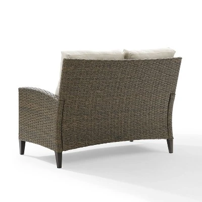 Rockport Outdoor Wicker High Back Loveseat - Crosley 3 Rockport Outdoor Wicker High Back Loveseat - Crosley - Image 3