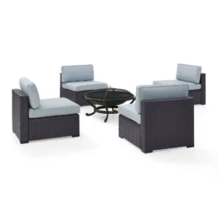 Biscayne 5pc Outdoor Wicker Conversation Set With 4 Armless Chairs & Fire Pit - Mist - Crosley -Cheap Crosley Store GUEST 3bc8a6c5 4073 4a4c 8e5b c19e13050e29