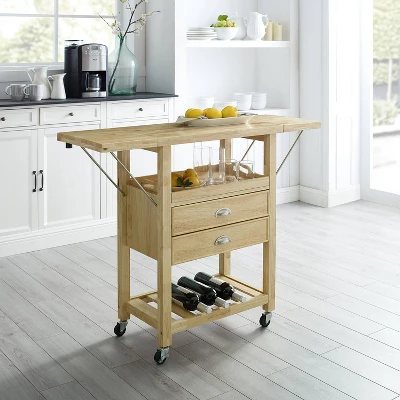 Bristol Double Drop Leaf Kitchen Cart Natural - Crosley 10 Bristol Double Drop Leaf Kitchen Cart Natural - Crosley - Image 10