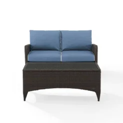 Kiawah 2pc Wicker Patio Seating Set - Blue - Crosley