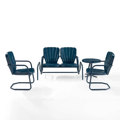 Ridgeland 4pc Outdoor Metal Conversation Set - Navy - Crosley 3 Ridgeland 4pc Outdoor Metal Conversation Set - Navy - Crosley - Image 3
