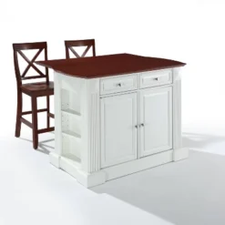 Coventry Drop Leaf Top Kitchen Island With 2 X-Back Stools White - Crosley -Cheap Crosley Store GUEST 40479a9b 94b8 4ead 95f3 4a77aa792379