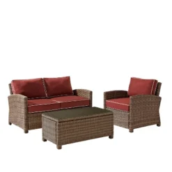 Bradenton 3pc Outdoor Conversation Set With Loveseat & Armchair With Coffee Table - Crosley -Cheap Crosley Store GUEST 40755c45 5626 42a7 9fb2 99dee0865521
