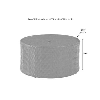 Catalina Outdoor Round Wicker Coffee Table - Brown - Crosley 4 Catalina Outdoor Round Wicker Coffee Table - Brown - Crosley - Image 4