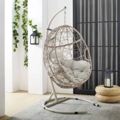 Cleo Outdoor Wicker Patio Hanging Egg Chair With Stand - Crosley -Cheap Crosley Store GUEST 41009c32 cf32 4e6e bb89 5892d2203238